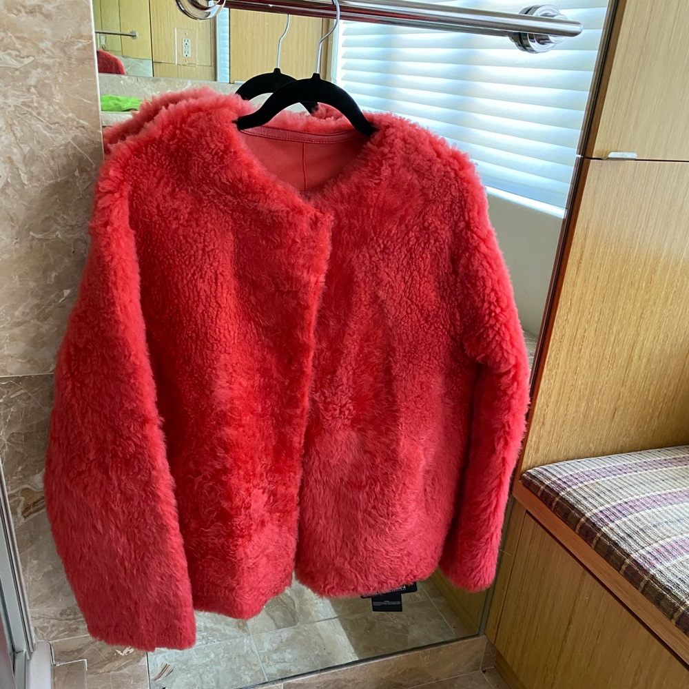 Coral red Wool coat